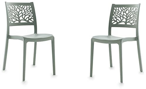 LIBEROSHOPPING.eu - LA TUA CASA IN UN CLIK Sillas apilables para Interior o Exterior en Polipropileno diseño Moderno Alea Salvia Set 2