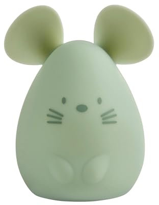 Nattou LED-Nachtlicht Maus aus Silikon, 2 Helligkeits-Stufen, BPA-frei, 12 cm, Vegan, Silicon, Grün