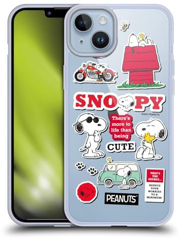 Head Case Designs Licenciado Oficialmente Peanuts Snoopy Sticker Print Tendencias Caso Funda de Gel Suave Compatible con Apple iPhone 14 Plus