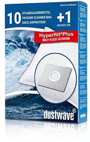 Dustwave® Lot de 10 sacs d'aspirateur pour Base BA 1900 - Très efficaces, micro-non-tissé multicouche avec fermeture hygiénique - Fabriqué en Allemagne