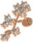 AZARIO LONDON Rose Gold Cz Stone Flower with Leaf Labret-Cartilage-Tragus Earring/Helix Stud/Conch Piercing Stud- Surgical Steel Stud - 16 Gauge Labret