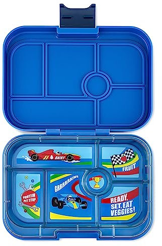 yumbox Fiambrera Bento original a prueba de fugas para niños (azul surf (bandeja de coches de carreras)), SBI202303C
