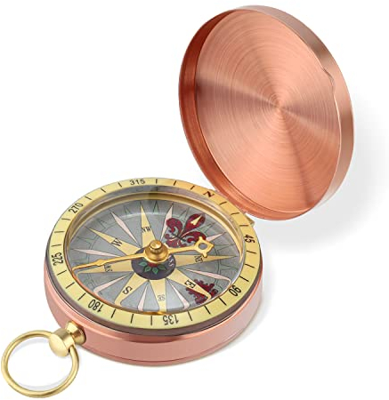 Kompass Outdoor, 70x16 mm Wandern Taschenkompass Clamshell für Kinder Erwachsene die Jagd Klettern (Gold)