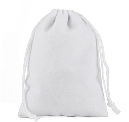 NARENDRA 10 Teile/los Samtbeutel mit Kordelzug Kleine Größe Schmuck Geschenk Display Verpackungsbeutel Flanellbeutel Logo Angepasst-Weiß, 10x15cm, Andere