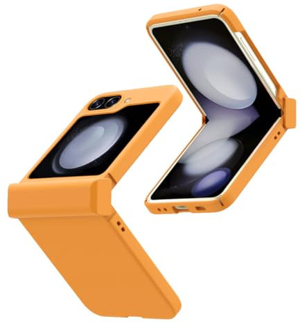 Miimall Compatible with Samsung Galaxy Z Flip 5 Case with Hinge Protection, Slim Hard PC Shell Bumper Ultra-Thin Anti-Drop Anti-Scratch Z Flip 5 Phone Case Protective Cover for Galaxy Z Flip 5-Orange