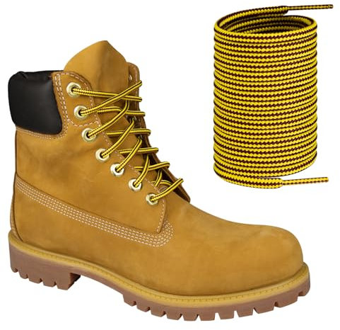 Endoto Schnürsenkel für Timberland Boots, Ersatz Runde Schuhbänder Laces Shoelaces für Stiefel Schuhe (Gelb&Braun, Größe: 72 Zoll)
