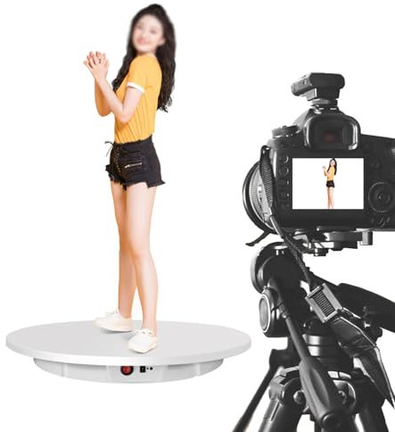 Hydravex Drehbarer PräSentationsstäNder, 360° Automatische Stummschaltung, Drehbarer DrehtellerstäNder, 100 Kg Belastbarer Motorisierter Drehteller Mit Fernbedienung FüR Live-Video,White