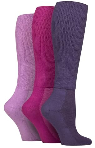 IOMI 3er Pack Kniestrümpfe Diabetiker Socken Ohne Gummi Extra Weit Bambus Diabetikersocken | Gesundheitsstrümpfe für Geschwollene Füße