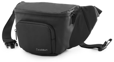 Cwatcun Sac banane étanche pour appareil photo reflex numérique compatible avec Nikon, Sony, Lightweigth, Noir , S, Sac pour appareil photo