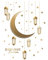 Ramadan Wandaufkleber,1 Satz Goldener Mond Laterne Eid Mubarak Aufkleber Wandtattoos Wanddekoration,PVC Wandaufkleber für Zuhause Wohnzimmer Schlafzimmer (A Wandaufkleber)