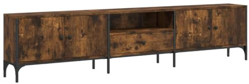 vidaXL Meuble TV à Tiroir, Armoire de Télévision avec Pieds et Portes, Meuble Télé avec Rangement Salon, Industriel, Chêne Fumé Bois d'Ingénierie
