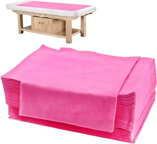 Yelid 100 Stück Einweg Spannlaken für Massageliegen, Einweg Bettlaken Einweg Massagetisch Bettlaken Massage Auflage auflagen für massageliegen für SPA Massagetisch Hotels Vliesstoff 80 x 180cm Rosa