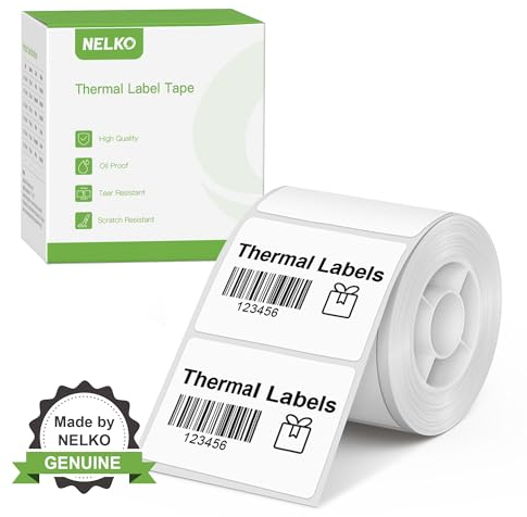 NELKO PM220 Etikettenhersteller-Band, angepasstes Etikettendruckpapier, 40x30 mm, Standard-laminiertes Büro-Etikettierband-Ersatz, Thermo-Etikettenband für Zuhause, Büro, 230 Etiketten/Rolle(weiß)