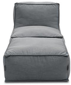 DOMO. collection Outdoor Sofa Wangerooge, Garten-Sessel und -Hocker wetterfest, Gartensofa, Gartenmöbel, Luftsack Garten, Gartenliege, 75 x 185 x 73 cm (BxTxH), dunkelgrau