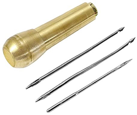 4pcs Canvas Leather Sewing Awl Taper Stitcher With Metal Handle Hand Crochet Stitching Shoes Repair Tools