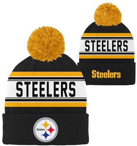 NFL Kids 4–7 Official Primary Logo Sport Knit Cold Weather Cuffed Pom Beanie Hat