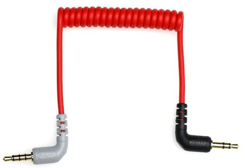 Alvin's Cables Câble de raccordement TRS vers TRRS-SC7 3,5 mm pour Rode VideoMic, VideoMicro Go, microphone BOYA, pour iPhone, smartphone, tablette, 1/8 mâle, câble spiralé à angle droit