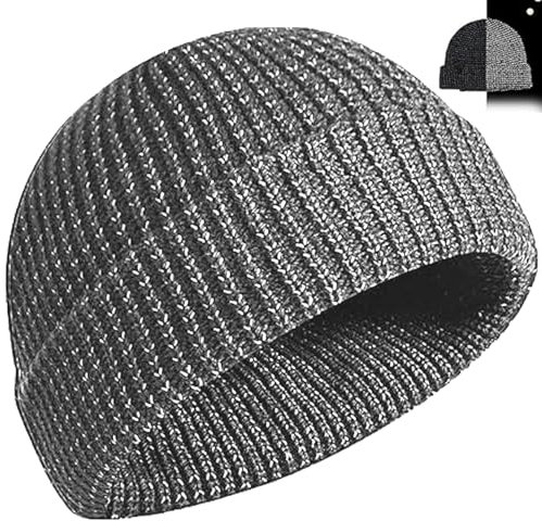 HEDGAUCP Reflektierende Beanie, 2025 New Flex Beanie 2.0 - Unisex, Winter Warme Strickmütze, GRAU, M/Einheitsgröße