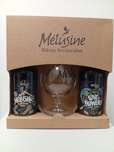 Coffret bière découverte 33cl love & flowers BIO Mélusine + verres dégustation 25cl.