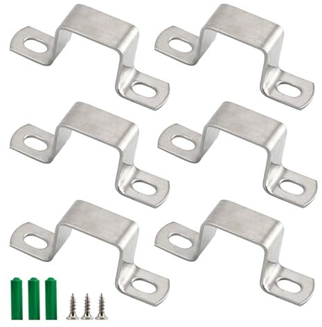 (6 piezas) M40 x 40 mm Soporte de tubo cuadrado de acero inoxidable 304 en forma de U, soporte de metal para colgar tuberías, abrazadera de manguera