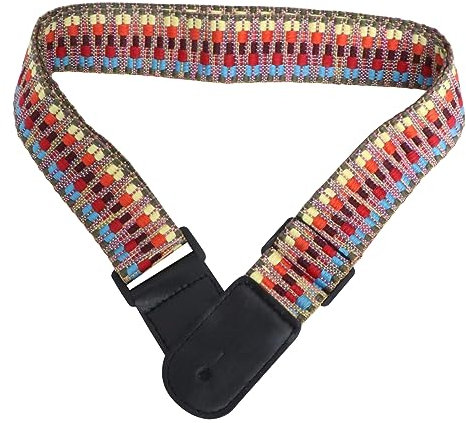 Garneck Verstellbarer Ukulele Gurt Aus Baumwolle Mit Lederenden - Retro Geflochtene Gitarrenband Für Und Erwachsene - Ideal Für Ukulele Und Kleine Gitarren Gelb