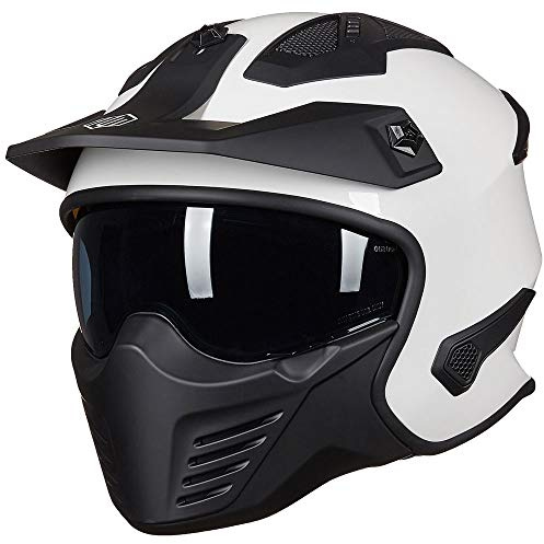 ILM Motorradhelm Jethelm Integralhelm Streetfighter Chopper Roller Vintage Motocross Helm ECE22.06 DOT Mit Abnehmbarem Kinnschutz