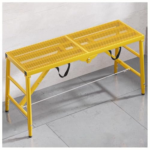 Plataforma de andamio plegable portátil con acabado amarillo, 180 x 40 x 57 cm