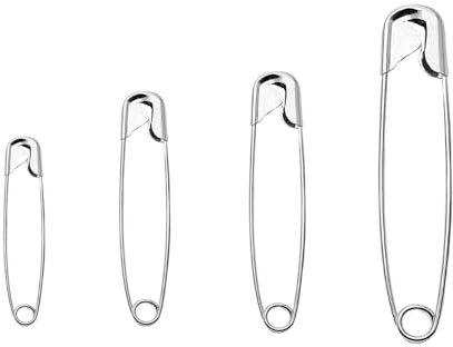 HAALII 300x Safety Pins Assorted 4-Sizes - Rust Resistant - Small Safety Pins for Clothes and Ideal, Perfect for Arts Crafts Sewing Hemming Textile Fabric - Strong Nickel Plated Craft
