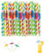 50 Pcs Cocktail Straws, Tropical Party Supplies Cocktail Umbrella Straws, Drink Straws, Food Drink Decorations with Straws for Beach Birthday Festival Tropical Summer Pool Party(Color Random)