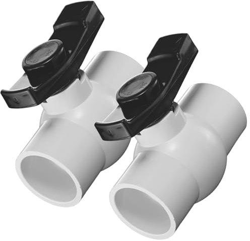 PVC-Kugelhahn, 5,1 cm (2 Zoll), Absperrventil mit leicht zu drehendem Rutsch, PVC-Kugelhahn mit T-Griff für Schwimmbad, Bewässerung, Abwasserrohre, 2 Stück