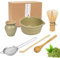 YANGUN 6Pcs Matcha Whisk Set, Matcha Tea Set with Bamboo Whisk, Ceramic Bowl, Scoop & Holder, Complete Matcha Making Kit, Reusable Matcha MakingKit for Traditional Japanese Tea Ceremony(Green)
