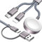 USB C Charger for Apple Watch iPhone Upgraded 3 in 2 Multi Charging Cable Compatible with iWatch Ultra/SE/10/9/8/7/6/5/4/3/2/1 & iPhone 16/15/14/13/12/11/Galaxy S23/Airpods (Grey)