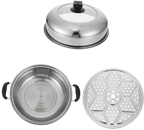 Mikinona Pentola in Acciaio per Cottura Vapore Pentola per Zuppa Multifunzione in Resistente Corrosione Temperature Adatta per Maggior Parte dei