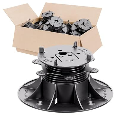 25 Stück Trevendo CLEVER LINE Stelzlager (40-80 mm) - höhenverstellbar - für Steinplatten, WPC- und Holzplanken - Tragkraft bis zu 500 kg - inklusive Fugenkreuz und L-Adapter