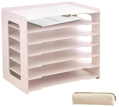Papierablage Schreibtisch Organizer mit 7 Ablagefächern, Dokumentenablage Büro Organizer aus PVC, Briefablage Dokumentenhalter für Schule und Arbeitszimmer