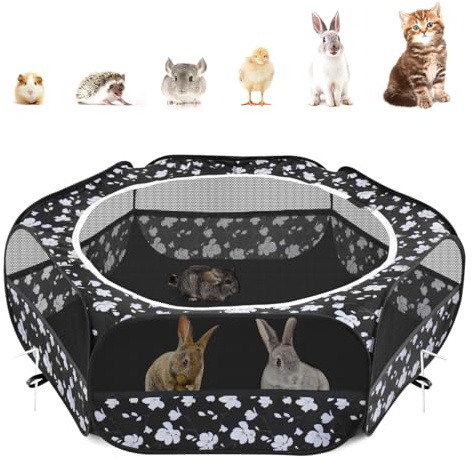 Pawaboo Kleintiergehege mit Reißverschluss, Magnolie | Pop-up-Haustierzelt mit wasserdichtem Boden und 3 Metallstangen für beaufsichtigte Kaninchen, Küken und Katzen.