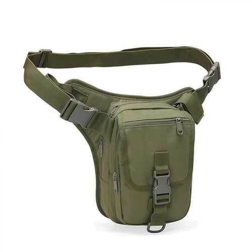 Taktische Gürteltasche für Herren – Militär-Tarn-Beintasche mit Pistolenholster | Wasserabweisende Hüfttasche zum Wandern, Jagen, Radfahren (Green)
