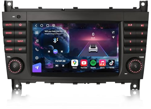 Qualcomm Android 16 Autoradio Bluetooth Mercedes C/CLC/G Klasse W203 W463 | 8-Kern 8GB+128GB 7 Zoll IPS Touchscreen mit GPS Navigation Kabelloses CarPlay Android Auto DSP WiFi 4G DAB+ FM RDS Canbus SWC