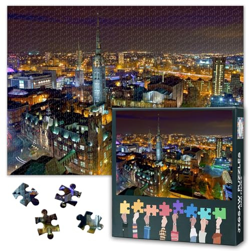 Coventry West Midlands Skyline Jigsaw Puzzle 1000 Pieces for Adults UK County Landscape Puzzle Rustic Cityscape Wall Art Home Decor Living Room Challenge 27.5x19.7 Inch