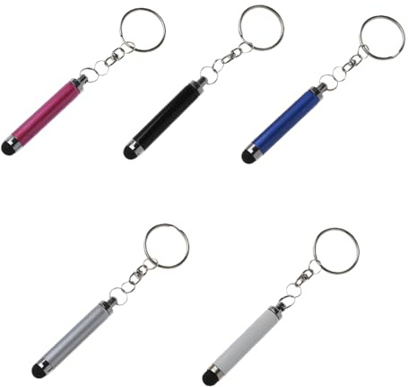 5 Stück Packung Schlüsselanhänger für Stylus Stifte Kapazitive Touchscreens | Kompakt und Handlich, Kunststoff und Metall, zum Schreiben Tablets, Smartphones, Elektronische Geräte Zufällige Farbe