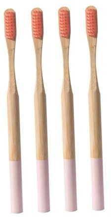 ibasenice 4stücke Bambuszahnbürste für Erwachsene Zahnbürsten aus Borstenzahnbürste Langlebig und Ergonomisch Geformter Griff Farbig Lackiert Geeignet für Reisen und Zuhause Zufällige Farbe