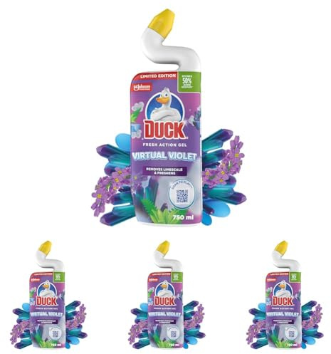 Duck Deep Action Gel Toilet Cleaner Liquid Liquid, Removes Limescale, Long Lasting Fragrance, Violet, 750ml (Pack of 4)