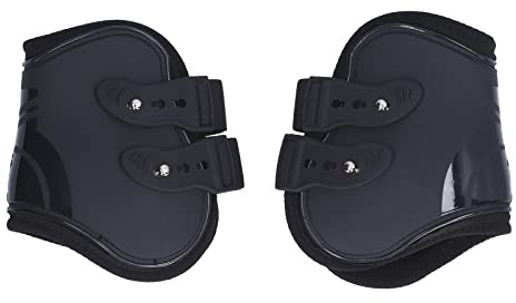 Gamaschen Tendon Boots, 2 Stück Verstellbar, Robuste PU - Schale, Transport - und Stallgamaschen - Schutz bei Springen und Rennen, Für Echte Pony & Pferdefreunde (schwarze Hinterbeine L)