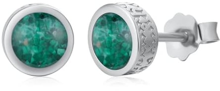 PARYFO Wikinger Ohrstecker für Männer Damen 925 Sterling Silber | Schwarzer Ohrstecker mit Edelstein Türkis/Opal/Onyx/Abalone/Malachit/Lapislazuli Ohrringe Wikinger Schmuck für Herren Damen