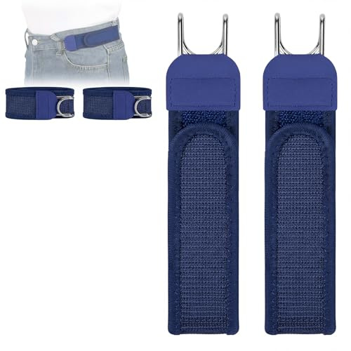 TRIWORKS 2er Gürtel ohne Schnalle für Herren und Damen, Elastischer Gürtel, Stufenlos Verstellbar mit Klettverschluss, Unsichtbar & Kein Druck am Bauch, Metallhaken