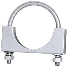 304 Stainless Steel M8 U-Shaped Pipe Clamp, Marine Grade Exhaust Bracket with Baffle, Anti-Corrosion, 1 Set(1set M8x140)
