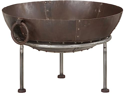 Feuerschale aus robustem Eisen 55x55x38 cm mit 3 stabilen Beinen und Griffen, ideal für Garten, Terrasse, Outdoor Nutzung, Wärme und gemütliche Atmosphäre beim Grillen und Feuer genießen