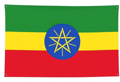 Bandiera dell'Etiopia stampata a quattro fori decorata con bordi cuciti bandiera da parete per ufficio decorazione da parete casa