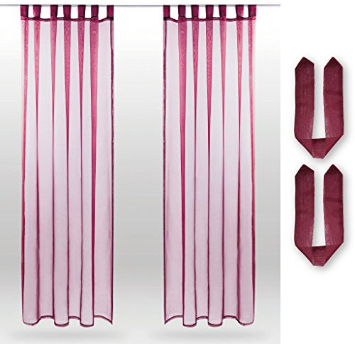 Bestlivings Schlaufenschal Noella, transparenter Dekoschal Voile b 140x l 245 cm 2er Pack, Wohnaccessoire in vielen erhältlich (Bordeaux - Beere/mit Raffhalter)