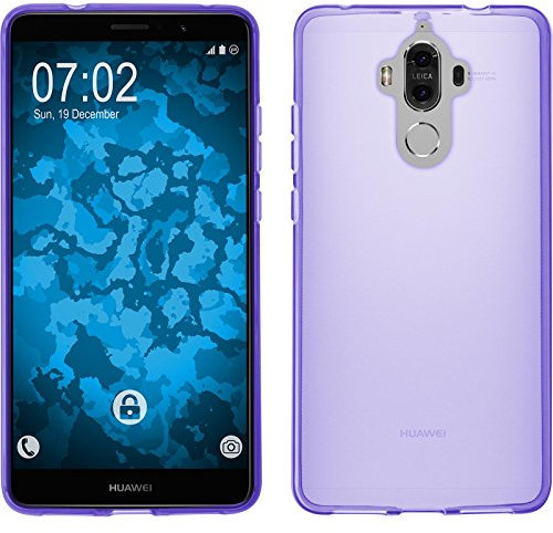 PhoneNatic Case kompatibel mit Huawei Mate 9 - lila Silikon Hülle transparent + 2 Schutzfolien